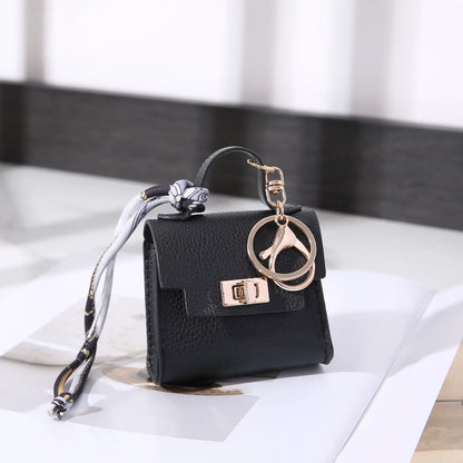 Mini Square Leather Coin Purse Light Luxury Bag Charm Cute Bag Pendant Creative Keychain Fashion Decor Accessories