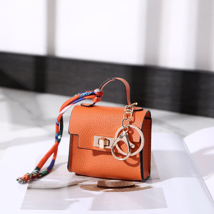 Mini Square Leather Coin Purse Light Luxury Bag Charm Cute Bag Pendant Creative Keychain Fashion Decor Accessories