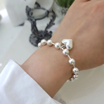 925 Sterling Silver Punk Geometric Bead Bracelet