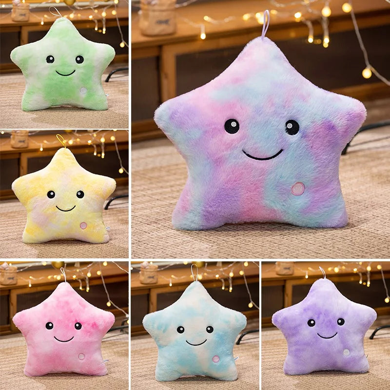 24*22CM Luminous Five-pointed Star Plush Toys Glowing Star Stuffed Soft Doll Pillow Nice Halloween Xmas Gifts