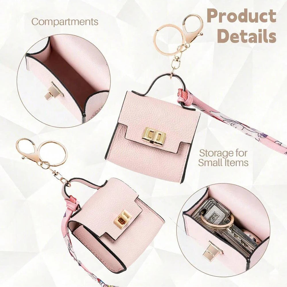 Mini Square Leather Coin Purse Light Luxury Bag Charm Cute Bag Pendant Creative Keychain Fashion Decor Accessories