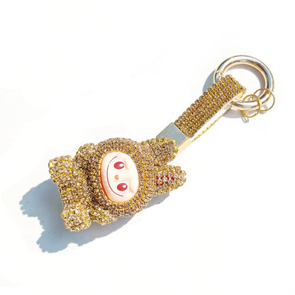 Labubu Monster Embroidered Diamond Pendant Keyring