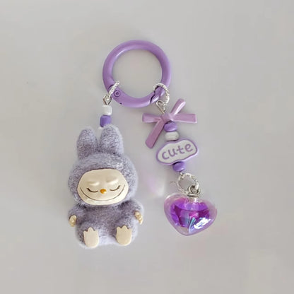 Labubu Mini Plush Keychain with Crystal Heart