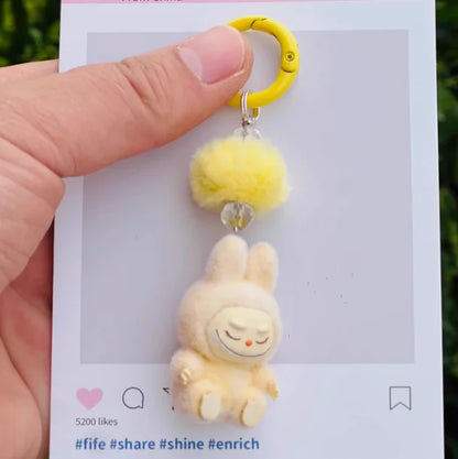 Labubu Mini Plush Keychain with Crystal Heart