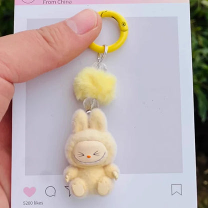 Labubu Mini Plush Keychain with Crystal Heart