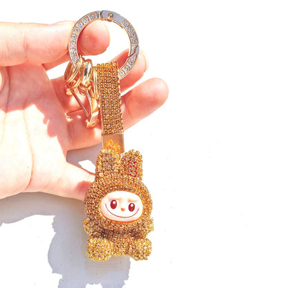 Labubu Monster Embroidered Diamond Pendant Keyring