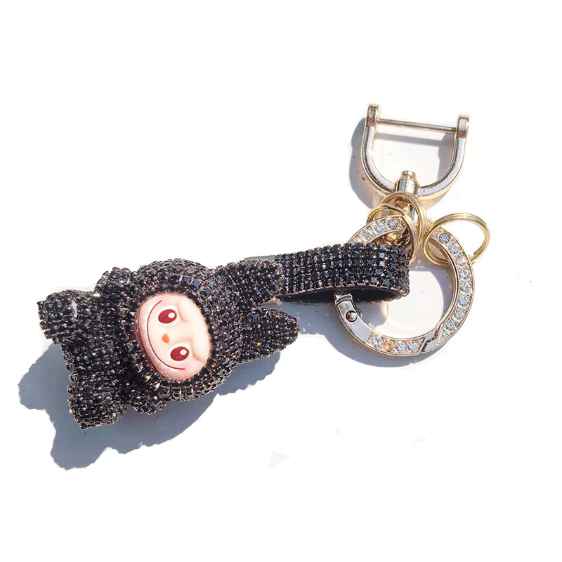 Labubu Monster Embroidered Diamond Pendant Keyring