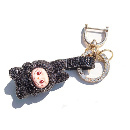 Labubu Monster Embroidered Diamond Pendant Keyring