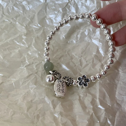 925 Sterling Silver Punk Geometric Bead Bracelet