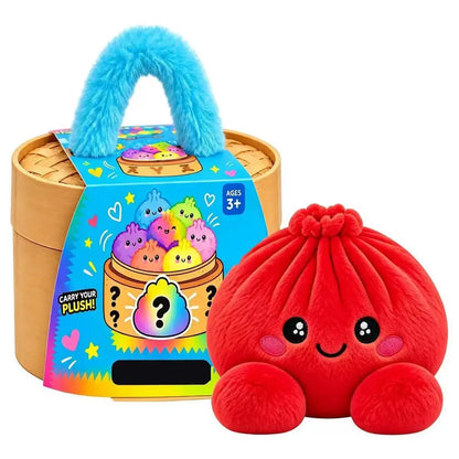 Plush Stuffed Dumpling Squishies with Steamer, Soft Christmas Bao Bun Stress Balls, Squishies Fidget Toys for Adults Kids