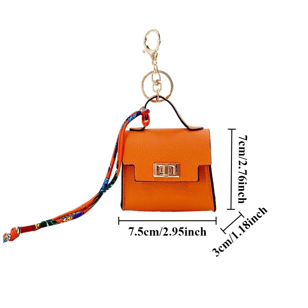 Mini Square Leather Coin Purse Light Luxury Bag Charm Cute Bag Pendant Creative Keychain Fashion Decor Accessories