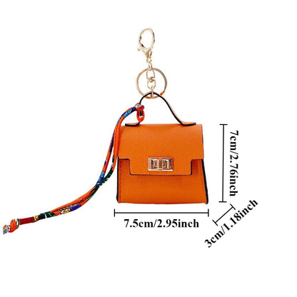 Mini Square Leather Coin Purse Light Luxury Bag Charm Cute Bag Pendant Creative Keychain Fashion Decor Accessories