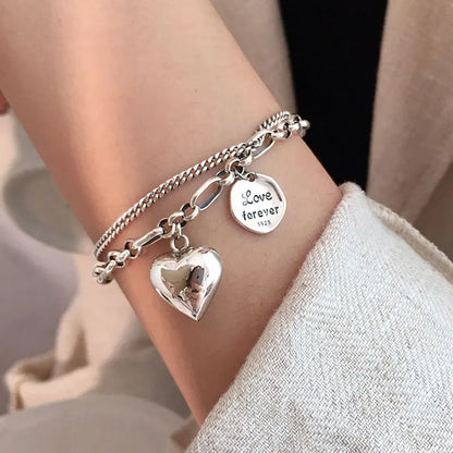 925 Sterling Silver Punk Geometric Bead Bracelet