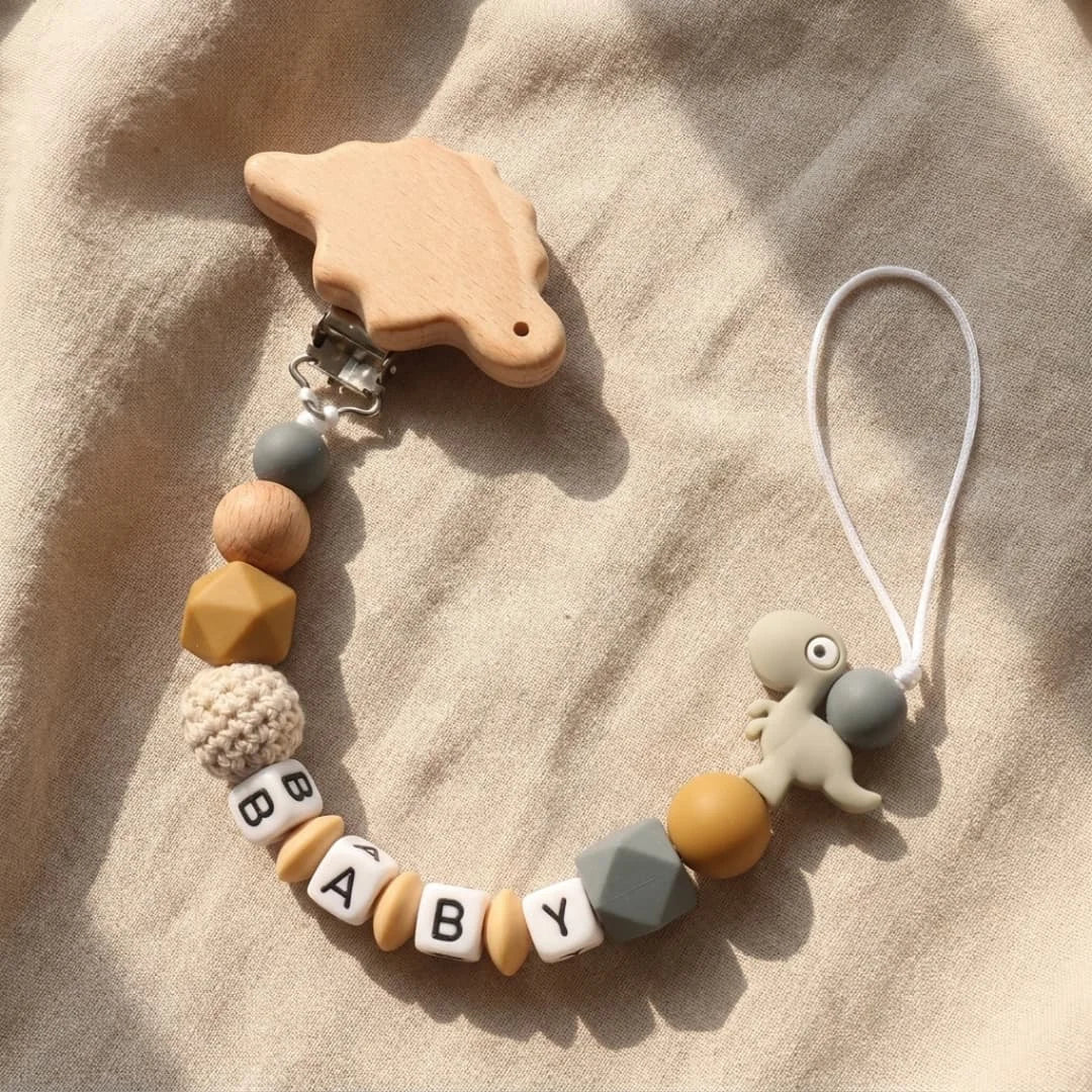 Personalized Pacifier Clip Custom Name Elephant Baby Teething Holder Food Grade Silicone Marble Beads BPA Free Dummy Chain Gift