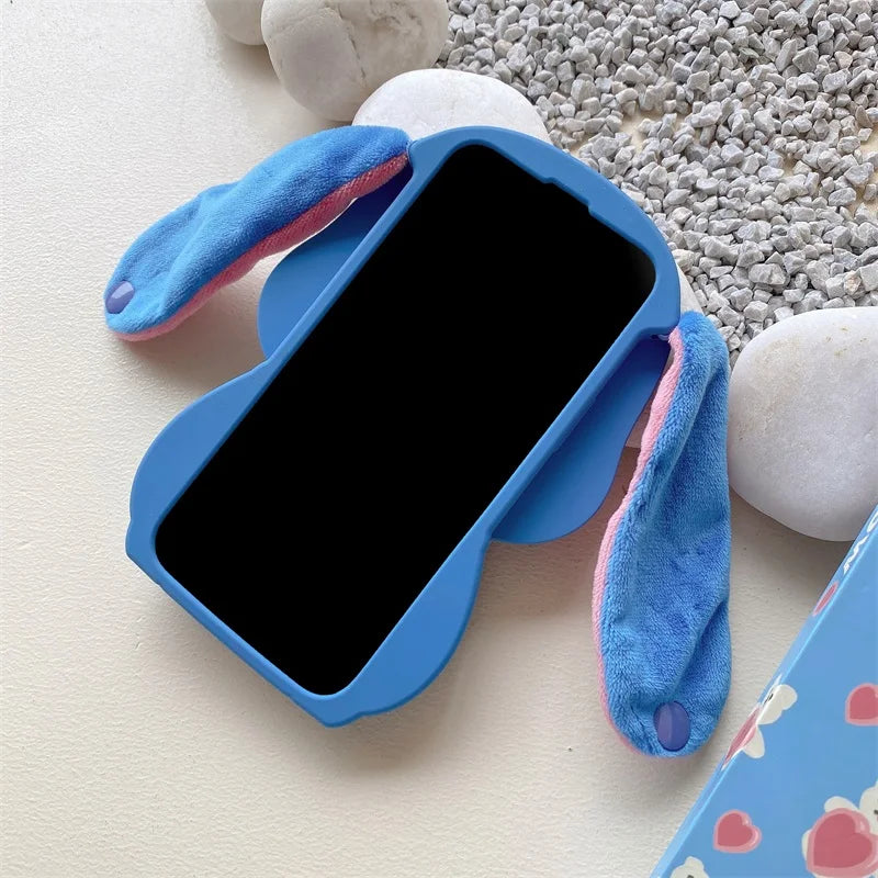 3D Silicone Cartoon Stitch iPhone Cases For iPhone with Fluffy ears