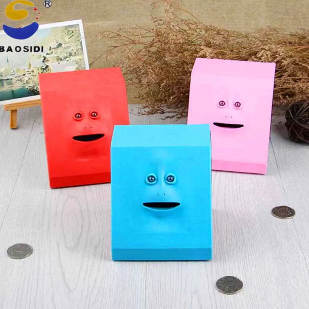 Fun Face Piggy Banks Eating Coin Money Saving Box Automatic Coin Eating Savings Piggy Bank Creative Toys Gift for Kids