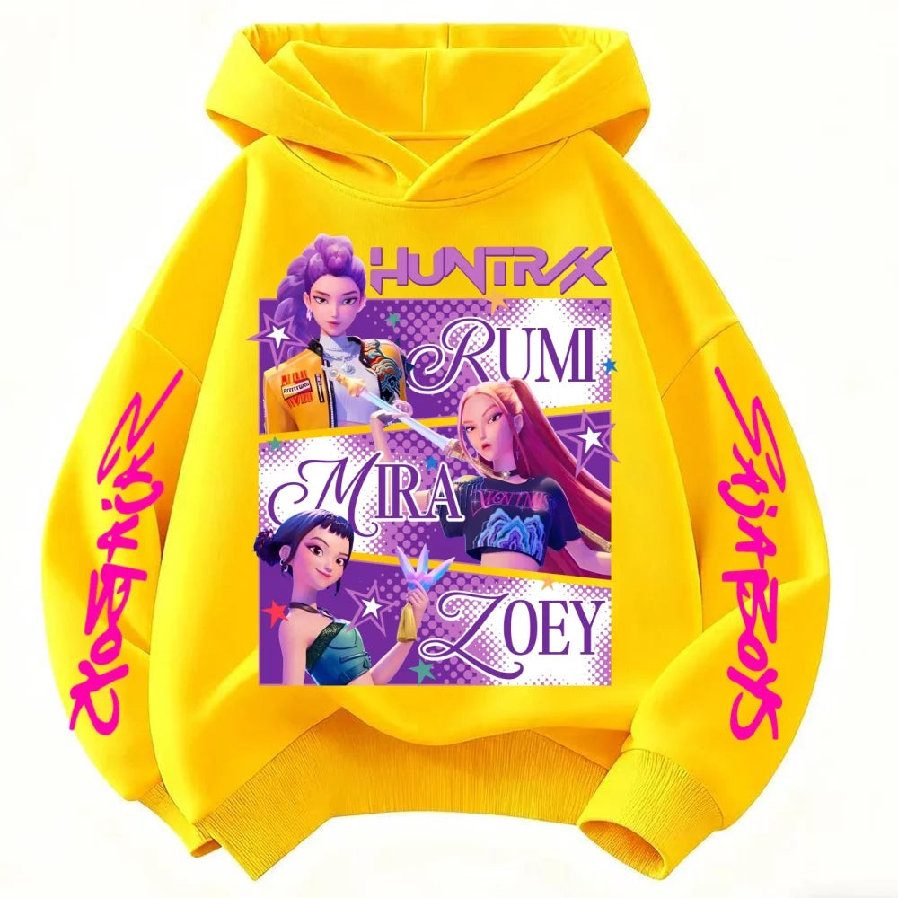 Huntrix Demon Hunters Kids Hoodie - Unisex KPop Character Sweatshirt for Boys & Girls