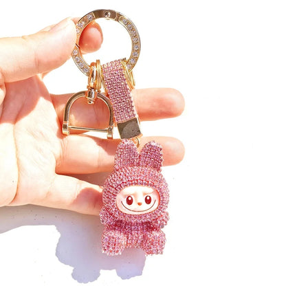 Labubu Monster Embroidered Diamond Pendant Keyring