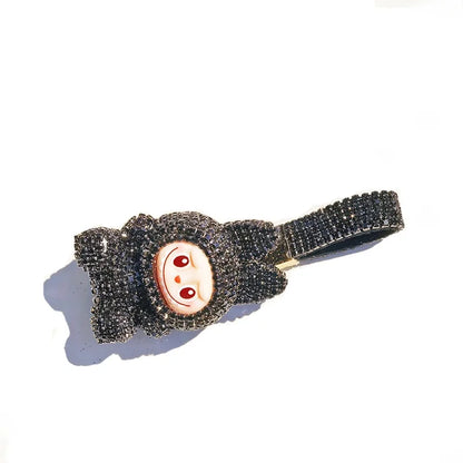 Labubu Monster Embroidered Diamond Pendant Keyring