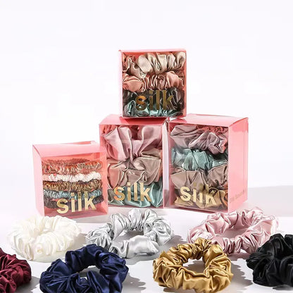 100% Pure Mulberry Silk Hair Scrunchies in Gift box