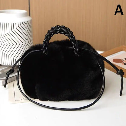 Cloud-Shaped Faux Fur Crossbody Handbag