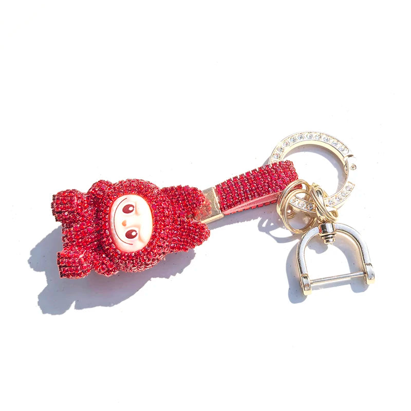 Labubu Monster Embroidered Diamond Pendant Keyring
