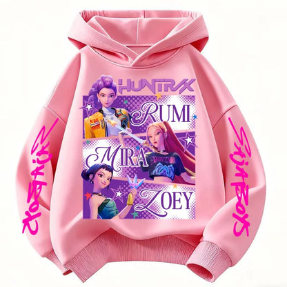 Huntrix Demon Hunters Kids Hoodie - Unisex KPop Character Sweatshirt for Boys & Girls