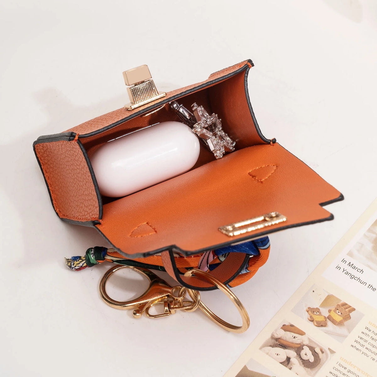 Mini Square Leather Coin Purse Light Luxury Bag Charm Cute Bag Pendant Creative Keychain Fashion Decor Accessories