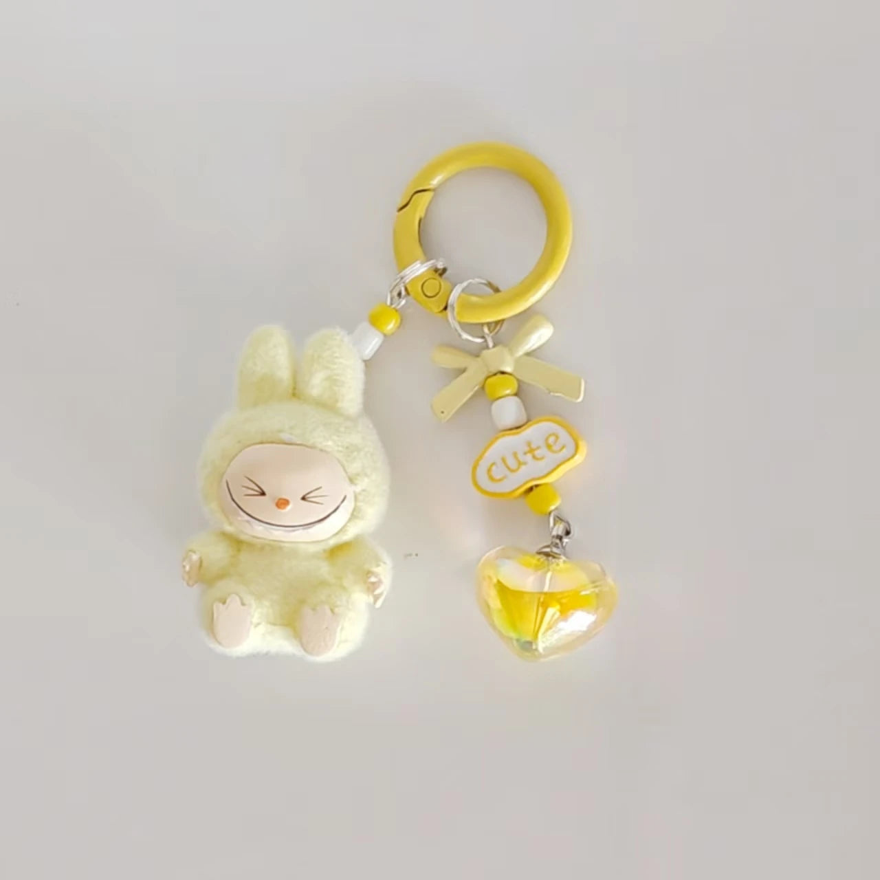 Labubu Mini Plush Keychain with Crystal Heart