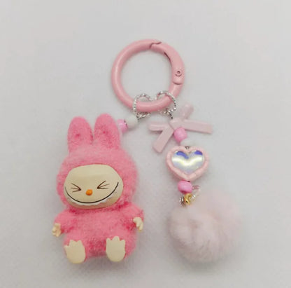 Labubu Mini Plush Keychain with Crystal Heart