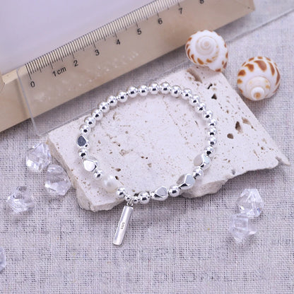 925 Sterling Silver Punk Geometric Bead Bracelet