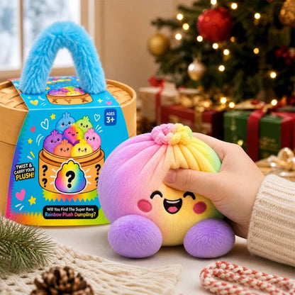 Plush Stuffed Dumpling Squishies with Steamer, Soft Christmas Bao Bun Stress Balls, Squishies Fidget Toys for Adults Kids