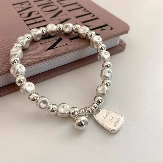 925 Sterling Silver Punk Geometric Bead Bracelet
