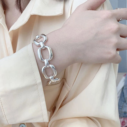 925 Sterling Silver Punk Geometric Bead Bracelet