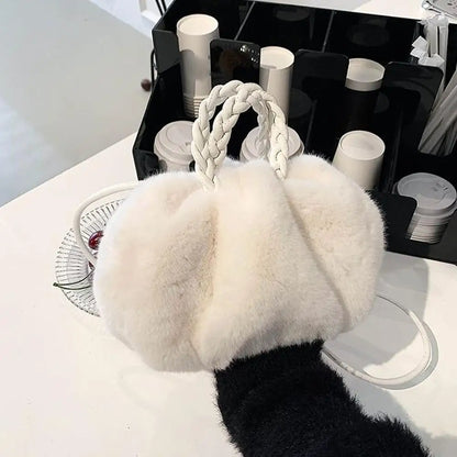 Cloud-Shaped Faux Fur Crossbody Handbag