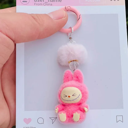 Labubu Mini Plush Keychain with Crystal Heart