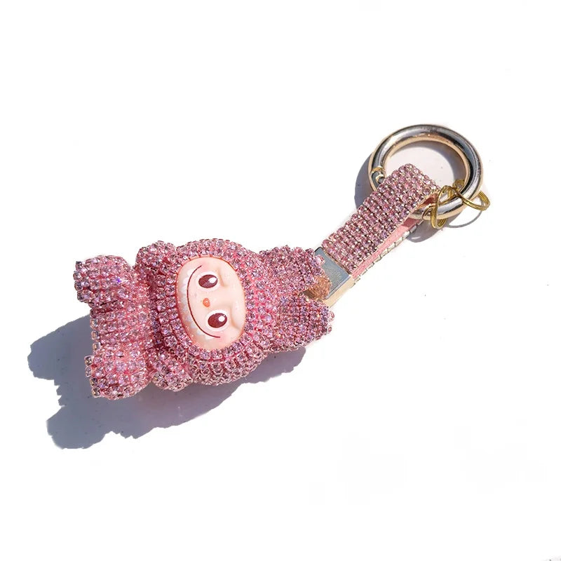 Labubu Monster Embroidered Diamond Pendant Keyring