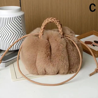 Cloud-Shaped Faux Fur Crossbody Handbag