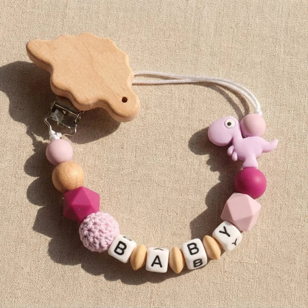 Personalized Pacifier Clip Custom Name Elephant Baby Teething Holder Food Grade Silicone Marble Beads BPA Free Dummy Chain Gift