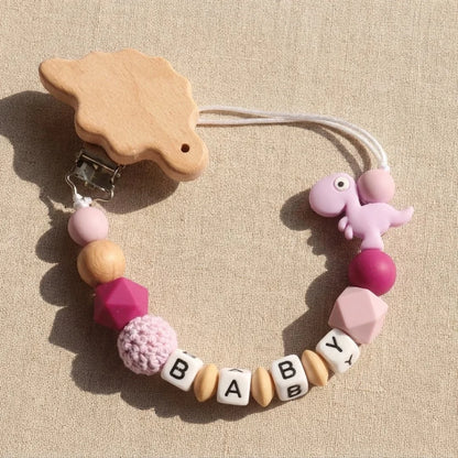 Personalized Pacifier Clip Custom Name Elephant Baby Teething Holder Food Grade Silicone Marble Beads BPA Free Dummy Chain Gift