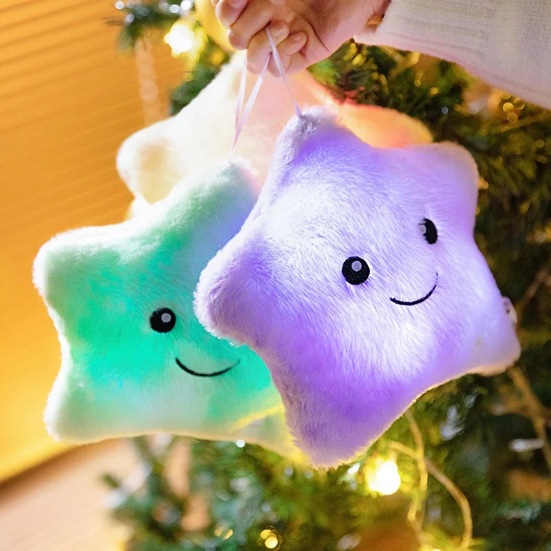 24*22CM Luminous Five-pointed Star Plush Toys Glowing Star Stuffed Soft Doll Pillow Nice Halloween Xmas Gifts