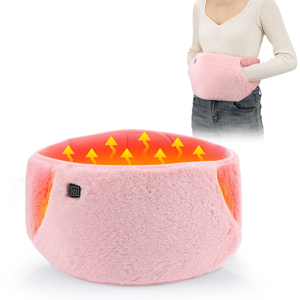 2 in 1 Electric Hand Warmer Waist Belt USB Rechargeable Graphene 3 Gears Hot Compression Washable Soft Plush Waist Warming Belt