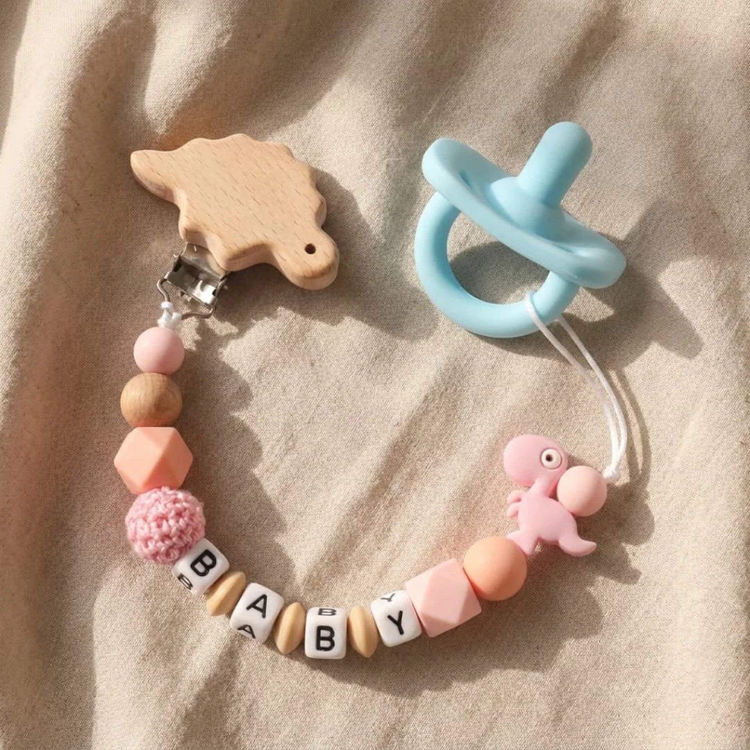Personalized Pacifier Clip Custom Name Elephant Baby Teething Holder Food Grade Silicone Marble Beads BPA Free Dummy Chain Gift