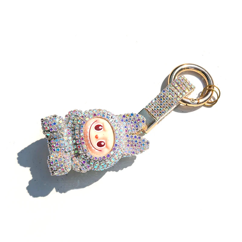 Labubu Monster Embroidered Diamond Pendant Keyring