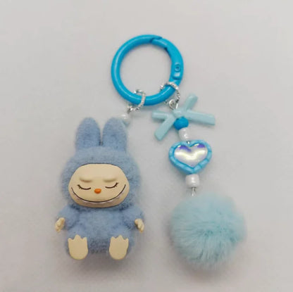 Labubu Mini Plush Keychain with Crystal Heart