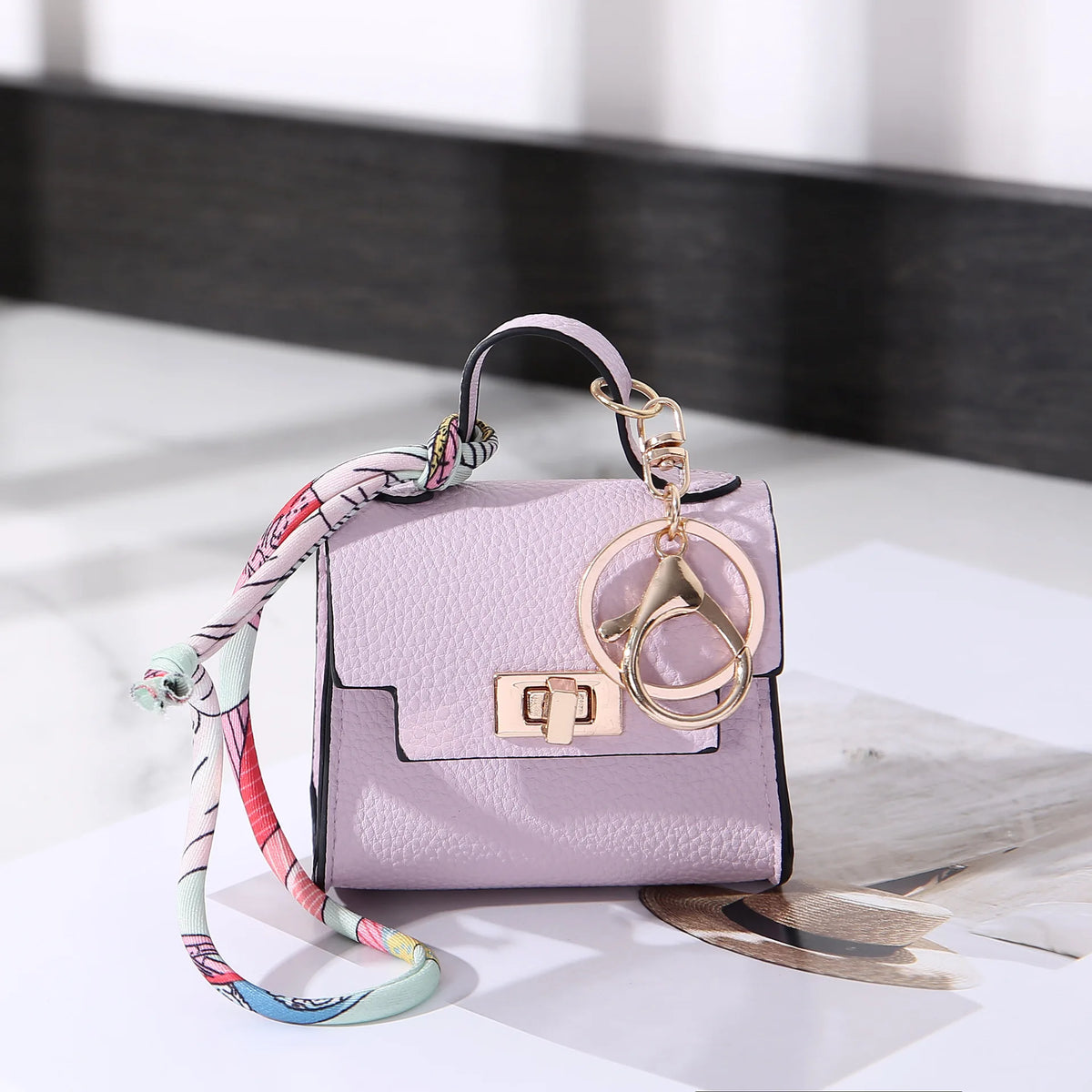 Mini Square Leather Coin Purse Light Luxury Bag Charm Cute Bag Pendant Creative Keychain Fashion Decor Accessories