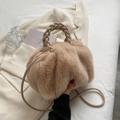 Cloud-Shaped Faux Fur Crossbody Handbag