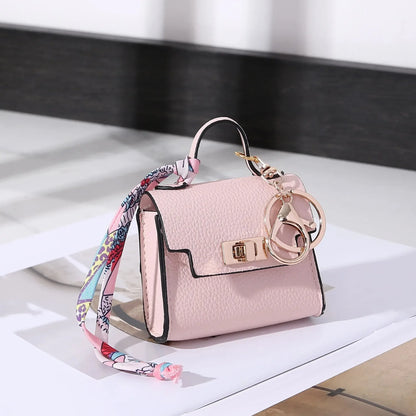 Mini Square Leather Coin Purse Light Luxury Bag Charm Cute Bag Pendant Creative Keychain Fashion Decor Accessories