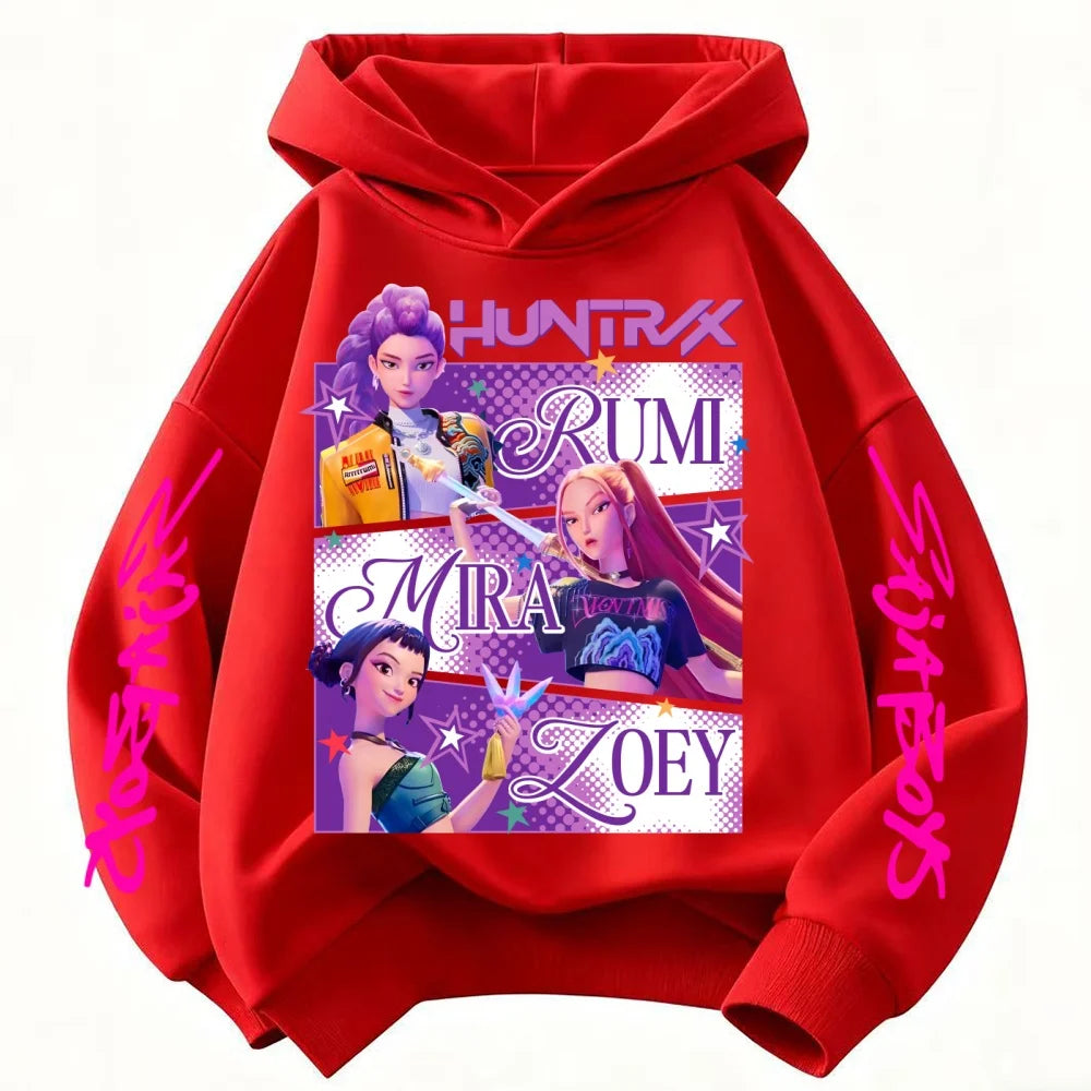Huntrix Demon Hunters Kids Hoodie - Unisex KPop Character Sweatshirt for Boys & Girls