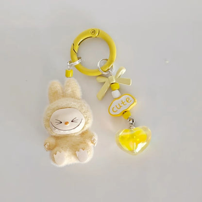 Labubu Mini Plush Keychain with Crystal Heart